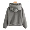 Dameshoodies Pluche Oor Capuchon Herfst Winter Dubbelzijdig Fluwelen Warme Leuke Trui Thuis Losse Trui Mode Casual Tops