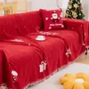 Stuhlhussen, weihnachtlicher roter Sofabezug mit Quaste, Couch-Handtuch, maschinenwaschbar, Urlaubsthema, rote Gitter, Sofa-Schonbezug für Wohnzimmer-Dekoration 231204