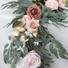 Juldekorationer yan 27m konstgjorda bröllop eukalyptus garland löpare med rosblommor rustik blommor bord mittpieces boho ons dekoration 231205