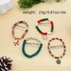 Bracelets de charme 4pcs / Set Joyeux Noël Bracelet tressé Noël Flocon de neige Père Noël Pendentif chaîne à main