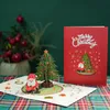 Cartões Feliz Natal Cartões Árvore de Natal Presente de Inverno Cartões Pop-Up Decoração de Natal Adesivos Corte a Laser Ano Cartões 231204
