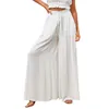 Women's Pants Spring Summer Wide-Leg Chic Solid Wide Full-Length Casual Baggy For Women Flowy Drape Drawstring Waist