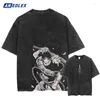 Camisetas para hombre, camiseta Vintage de gran tamaño con estampado gráfico de Anime, ropa informal estilo Hip Hop, camiseta informal Harajuku de verano