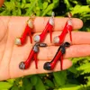 Charms 5pcs 3D Red High High Choes for Women Bracelet Bracelet Ожерелье для кубических велосипедных ювелирных аксессуаров из циркония Whole302a