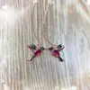 Stud Pair Unique Long Drop Earrings Bird Pendant Tassel Crystal Ladies Jewelry Design Colors Hummingbird EarringStud Kirs22230L