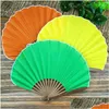 Chinese Style Products Chinese Style Products Shell Shaped Folding Fan Simple Solid Color Handmade Fabric Retro Small Portable Bamboo Dhsug