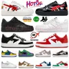 HOT OG Luxo Bapestar Star Sapatos A Bathing Ape Platform Trainers SK8 Couro Patente Branco Azul Branco Vermelho Camo Azul Tubarão Preto Sapatilhas Homens Mulheres Designer Dhgate