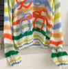 Suéter de diseñador jersey de diseñador el mismo suéter de mohair con rayas de arcoíris europeo y americano de renombre nuevo suéter holgado z6