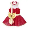 Robes de fille Enfants Filles Paillettes Sans Manches Trou De Serrure Dos Danse Patinage Artistique Tutu Robe Justaucorps Noël Père Noël Performance Costume 231204