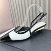 Toppkvalitet märke Slingbacks Kvinnor läder lapptäcke Sandaler Bekväm pekad ankelband
