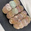 Strand Cherry Blossom Agate Stone Beads Armband Natural Gemstone Diy Jewelry Bangle for Woman Gift Whole276C