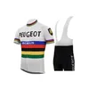 Maillots de cyclisme Ensembles Molteni Peugeot Nouvel Homme Blanc / Jaune Vintage Set Vêtements à manches courtes Vêtements d'équitation Costume Bike Wear Shorts Gel Dhpfz