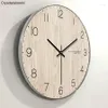 Wandklokken Arabisch Cijfer Ontwerp Ronde Houten Digitale Klok Mode Stille Woonkamer Decor Woondecoratie Horloge Gift338I