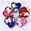 Decorative Flowers & Wreaths Decorative Flowers Decoration Soap Artificial Rose Flower San Valentine Gift Teddy Bear Artificielle Vale Dhcsy