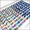 Anelli a fascia all'ingrosso 30 pezzi / lotto Anelli in acciaio inossidabile Opal Band stile misto per donne e uomini Mticolored colore blu gioielli di moda Dro Dhvk5