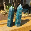 Baguette en cristal d'apatite bleue naturelle, 2 pièces, pierre à point unique pour la guérison, T200117249F