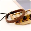 Charm Bracelets Charms Handmade Vintage Weave Pu Leather Accessories Bracelet Drop Delivery Jewelry Dhdos
