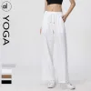 Pantaloni da jogging da yoga Al08 da donna, pronti a tirare la corda, elasticizzati, larghi, a gamba larga, a vita alta, traspiranti, da corsa, pantaloni a gamba dritta