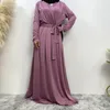 Ubranie etniczne Niezwykłe abayas dla kobiet muzułmanin 2024 Ramadan Belted Maxi Dress Islamska arabska szata Dubai Turcja Kaftan Jalabiya suknia