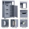 Bathroom Sinks Wooden Floor Cabinet Multiple Tiers Storage Organizer Gray 231204