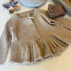 Pullover Korean Children's Clothing Autumn Girl's Knited Cardigan Slete wełniany sweter dla dziewcząt do noszenia na zewnątrz 231205