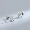 Pendientes de tuerca con aguja de plata 925 para mujer, estrella de circón transparente, joyería elegante, regalo 2023 EH008