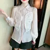 Vrouwen Blouses Elegante Zoete Kant Strik Blouse Blusas Mujer De Moda 2023 Herfst Mode Lange Mouw Wit Los Overhemd vrouwelijke