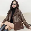 Женские кожаные двусторонние куртки ZXRYXGS премиум-класса из искусственной кожи, женское модное пальто 2024, осенне-зимние свободные трендовые пальто