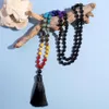Pendentif Colliers Showboho 108 Mala Perles 7 Chakra Collier 8mm Noir Onyx Noué Méditation Yoga Prière Rosaire Pour Hommes Et Femmes261q