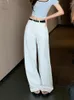 Jeans pour femmes blanc taille haute pour femmes mode coréenne droite vintage jambe large denim pantalon femme vêtements décontracté pantalon y2k