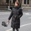 Trench-coat à capuche pour femme, manteau chaud et Slim, décontracté, longue veste d'hiver, poches, fermeture éclair, Parkas rembourrés pour la mode féminine