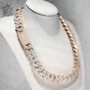 Iced Out Two Tone Vvs Moissanite Necklace 925 Sterling Silver Rose Gold Plated Big Huge 18mm Cuban Link Moissanite Chain