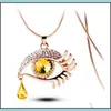 Pendentif Colliers Collier ras du cou pour femmes en gros gemmes yeux bleus cils larme livraison bijoux pendentifs Dhmnj