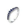 Cluster Rings TKJ 925 Sterling Silver Smooth Irregular Sapphire Zirconia Ring Women Noble Charm Jewelry Birthday Gift