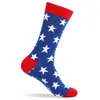 Meias masculinas meias primavera e outono engrossado casal bandeira americana independência dia listrado esportes meias de futebol tzw7