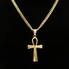 Gyptian Ankh Key Charm Hip Hop Cross Gold Silver Plated Pendant Halsband för män av högsta kvalitet Fashion Party Jewellry Gift235f