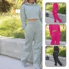 Women's Two Piece Pants Autumn Winter Tracksuit Women Set Solid Hoodies Sweatshirt Crop Top Sport Jogger Suit For Female Casual Outfits 231204