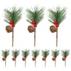 Flores decorativas, decoraciones para árboles de Navidad, jarrón, baya falsa, pino Artificial, selección de arreglo Floral, corona de relleno