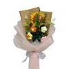 Dekorativa blommor 1 st färdig stickad arfiticial solrosor virka kreativa bukett valentin mammas dag födelsedagsgradering gåvor