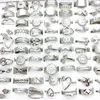 Cluster Rings Wholesale 100pcs/box Stainless Steel For Men Women Hollowed Flowers Design Fashion Jewelry Party Gifts With Display Box