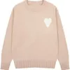 AMIS DESIGNER Sweater Top Quality Autumn/Winter Product Jacquard Big Love Round Neck Alpaca Wool Blended Knitwear mjuk och glutinös lös stil för män och kvinnor