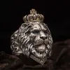 Bague Punk avec couronne d'animaux et Lion pour hommes, bijoux gothiques, grande taille 7-14, 274v