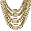 Kedjor 6-18 mm bred rostfritt stål kubanska Miami-halsband CZ Zircon Box Lock Big Heavy Gold Chain For Men Hip Hop Rapper Jewelrycha2710