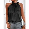 Women's Blouses Shirts Summer Sexy Off Shoulder Halter Lacing Chiffon Elegant Fashion Solid Sleeveless Shirt Pullover Vest Top 231204