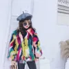 Пуховое пальто, детское модное зимнее пальто, детская разноцветная куртка из искусственного меха для маленьких девочек, гламурный искусственный мех для девочек CT096 231204