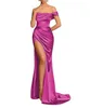 Party Dresses Chic One-Shoulder Silk Formal Evening Elegant Slim Fit Mermaid Dress High Slit Prom Train Gown 2023 Vestidos