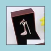 Pins Brooches Shoe Brooch Romantic Crystal High-Heeled Shoes Wedding Party Jewelry Accessories Pins Drop Delivery Dho0X