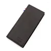 Wallets Men's Long Wallet Simple Business Pu Three Fold Money Clip Multi-function Card Bag Purses