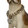 Collar de cadena de seguridad para perros grandes de acero inoxidable de Color dorado, suministros para Cuba, Gargantillas enteras 12-322370