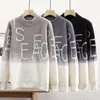 남자 스웨터 가을 겨울 겨울 고품질 슬림 핏 오 넥 스트리트웨어 의류 편지 모양 스웨터 일본 패션 풀오스